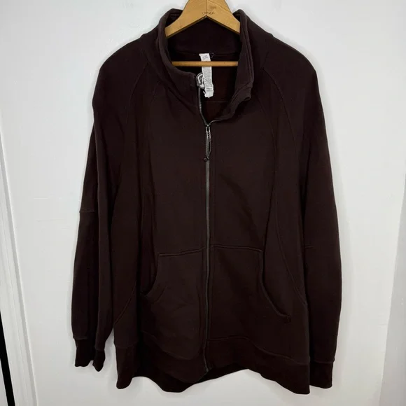 LULULEMON Espresso Scuba Oversized Funnel Neck Full Zip Sweatshirt - Picture 2 of 6